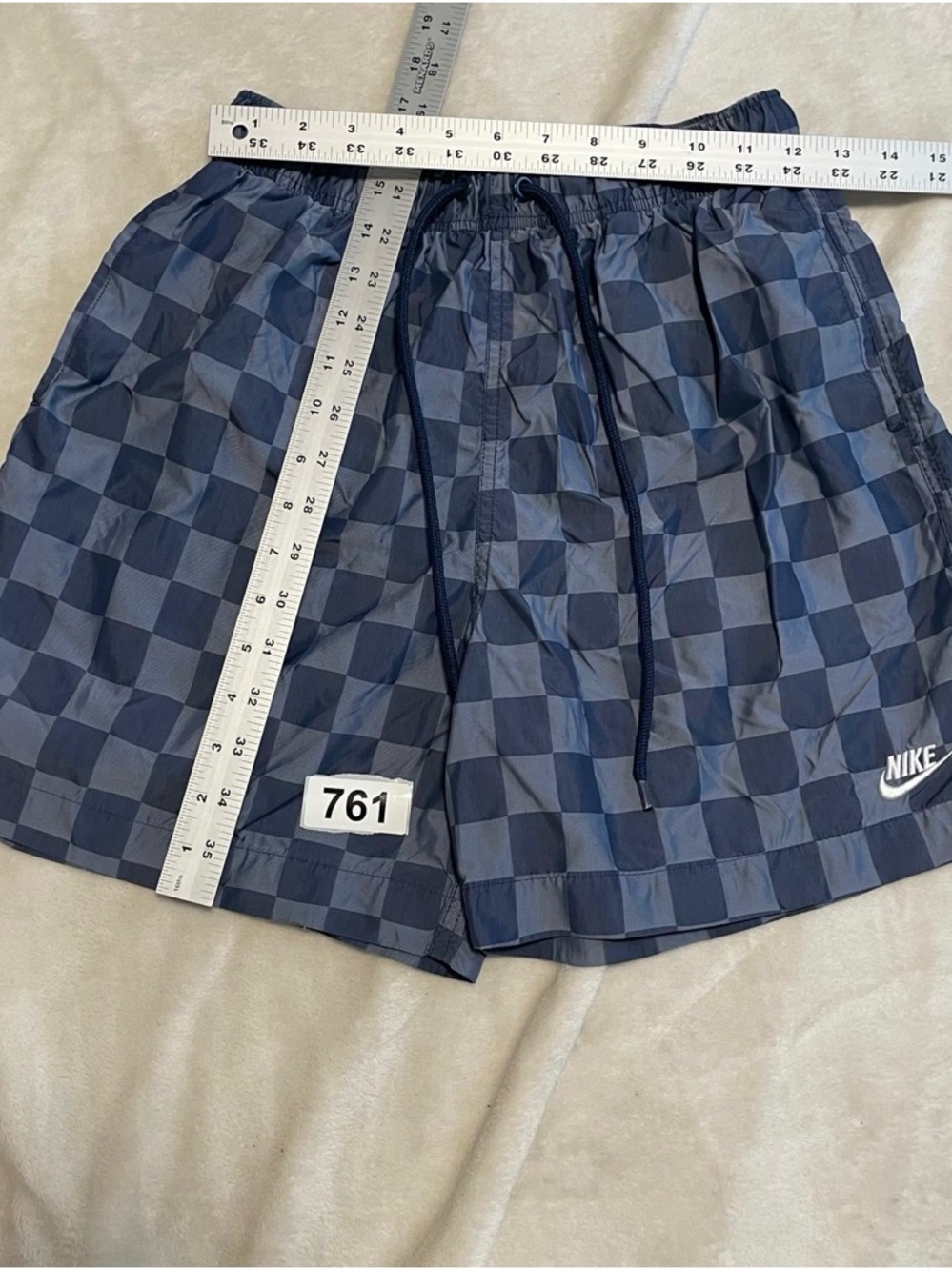 Nike Men’s Navy Checkered Athletic Shorts